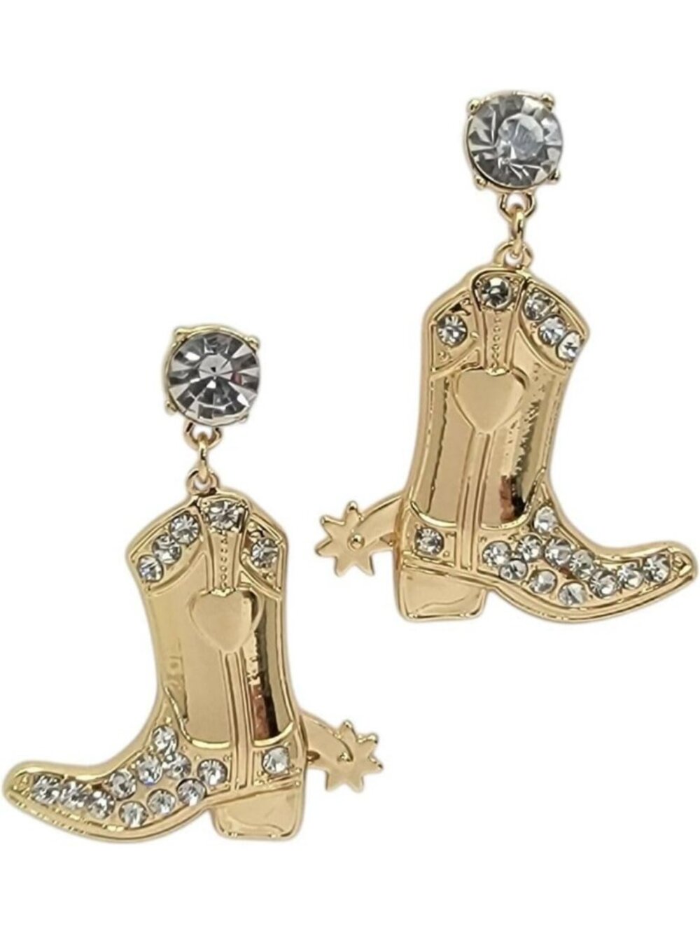 Gold Tone Rhinestone Drop Dangle Earrings - Elegant Minimalist Fashion Jewelry